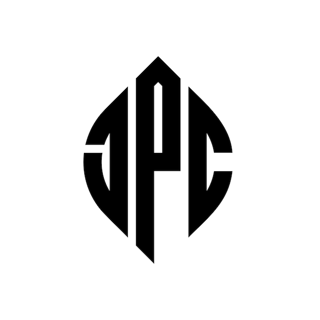 El diseño del logotipo de la letra del círculo JPC con forma de círculo y elipse Las letras de la elipse JPC con estilo tipográfico Las tres iniciales forman un logotipo del círculo