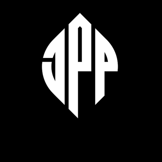 El diseño del logotipo de la letra del círculo JPP con forma de círculo y elipse JPP letras de elipse con estilo tipográfico Las tres iniciales forman un logotipo del círcolo JPP Círculo Emblema Monograma Abstracto Carta Marca Vector