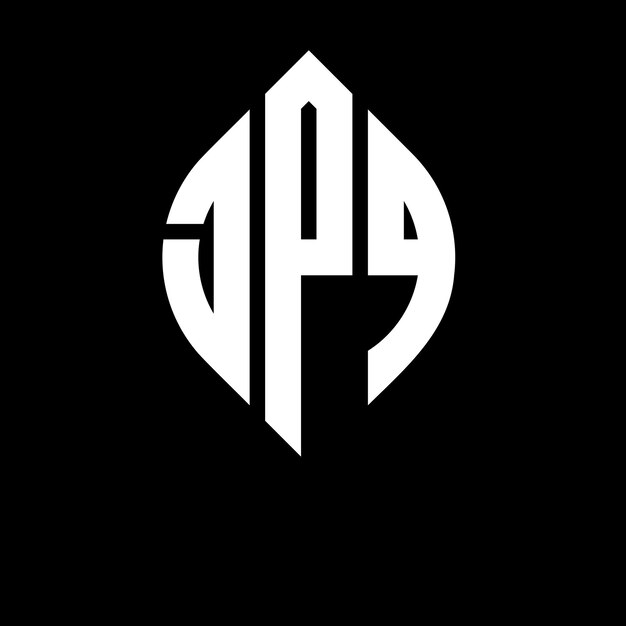 El diseño del logotipo de la letra del círculo JPQ con forma de círculo y elipse las letras de la elipse JPQ con estilo tipográfico las tres iniciales forman un logotipo del círculo GPQ círculo emblema monograma abstracto letra marca vector