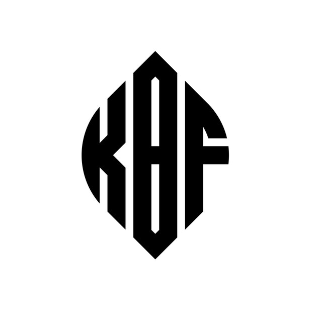 Diseño del logotipo de la letra del círculo KBF con forma de círculo y elipse KBF letras de elipse con estilo tipográfico Las tres iniciales forman un logotipo del círculo MBF Emblema del círculo Monograma Abstracto Carta Marca Vector