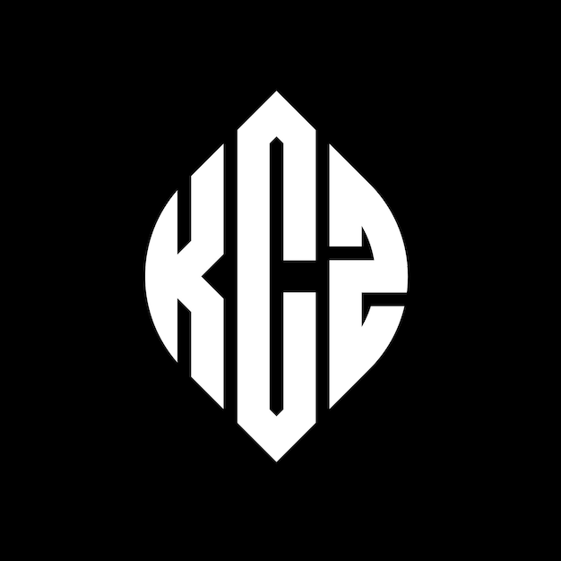 Diseño del logotipo de la letra del círculo KCZ con forma de círculo y elipse Letras de la elipse KCZ con estilo tipográfico Las tres iniciales forman un logotipo del círculo