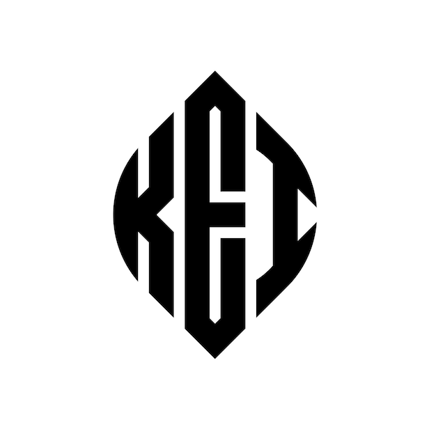 El diseño del logotipo de la letra del círculo KEI con forma de círculo y elipse KEI letras de elipse con estilo tipográfico Las tres iniciales forman un logotipo de círculo KEY Emblema del círculo Abstracto Monograma Carta Marca Vector