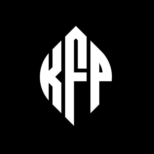 Diseño del logotipo de la letra del círculo KFP con forma de círculo y elipse Letras de la elipse KFP con estilo tipográfico Las tres iniciales forman un logotipo del círculo Emblema del círculo Abstracto Monograma Letra Marca Vector