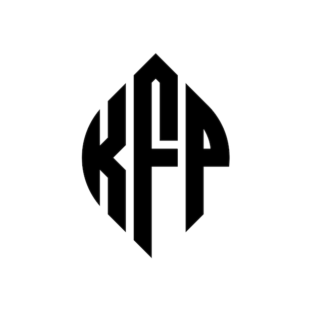 Diseño del logotipo de la letra del círculo KFP con forma de círculo y elipse Letras de la elipse KFP con estilo tipográfico Las tres iniciales forman un logotipo del círculo Emblema del círculo Abstracto Monograma Letra Marca Vector