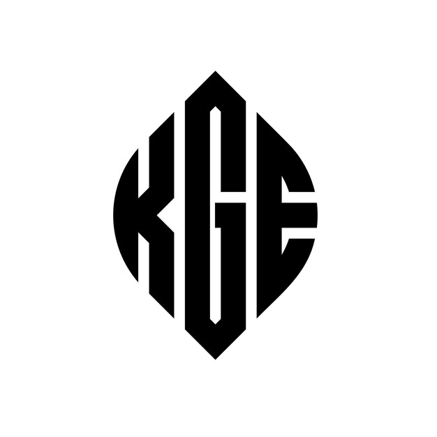 El diseño del logotipo de la letra del círculo KGE con forma de círculo y elipse KGE letras de elipse con estilo tipográfico Las tres iniciales forman un logotipo del círcolo KGE emblema del círculo Monograma abstracto letra marca vector