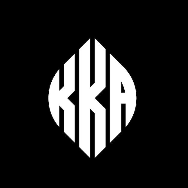 Diseño del logotipo de la letra del círculo KKA con forma de círculo y elipse Letras de la elipse KKA con estilo tipográfico Las tres iniciales forman un logotipo del círculo Emblem KKA Círculo Monograma Abstracto Letra Marca Vector