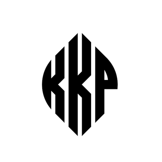Diseño del logotipo de la letra del círculo KKP con forma de círculo y elipse Letras de la elipse KKP con estilo tipográfico Las tres iniciales forman un logotipo del círculo
