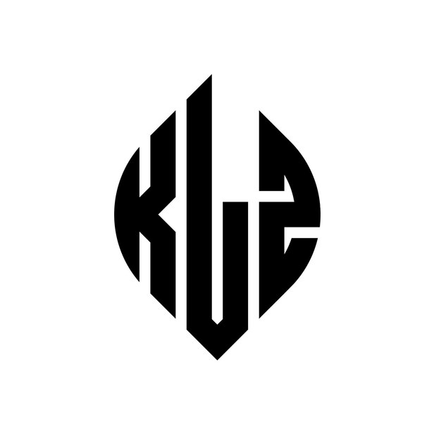 Diseño del logotipo de la letra del círculo KLZ con forma de círculo y elipse Letras elípticas KLZ con estilo tipográfico Las tres iniciales forman un logotipo del círculo CLZ Círculo Emblema Monograma Abstracto Letra Marca Vector