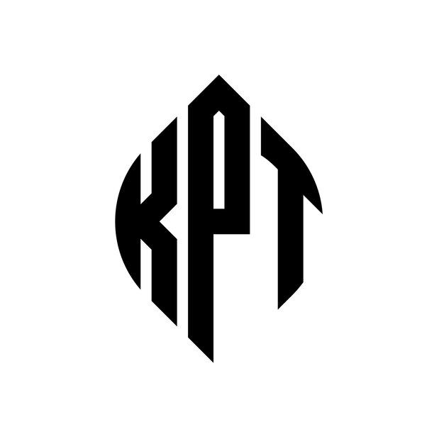 Diseño del logotipo de la letra del círculo KPT con forma de círculo y elipse Letras de la elipse KPT con estilo tipográfico Las tres iniciales forman un logotipo del círculo