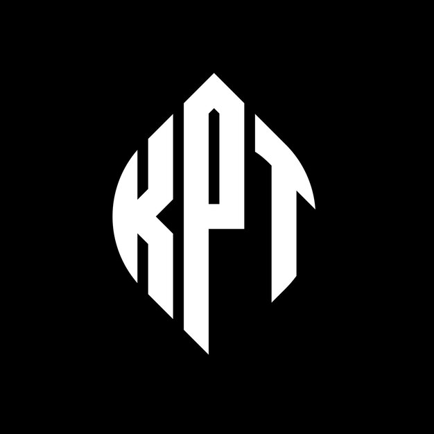 Diseño del logotipo de la letra del círculo KPT con forma de círculo y elipse Letras de la elipse KPT con estilo tipográfico Las tres iniciales forman un logotipo del círculo