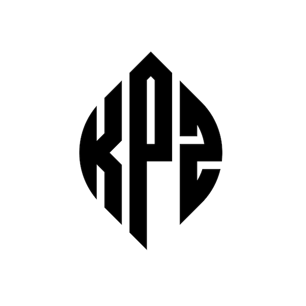 Diseño del logotipo de la letra del círculo KPZ con forma de círculo y elipse Letras de la elipse KPZ con estilo tipográfico Las tres iniciales forman un logotipo del círculo