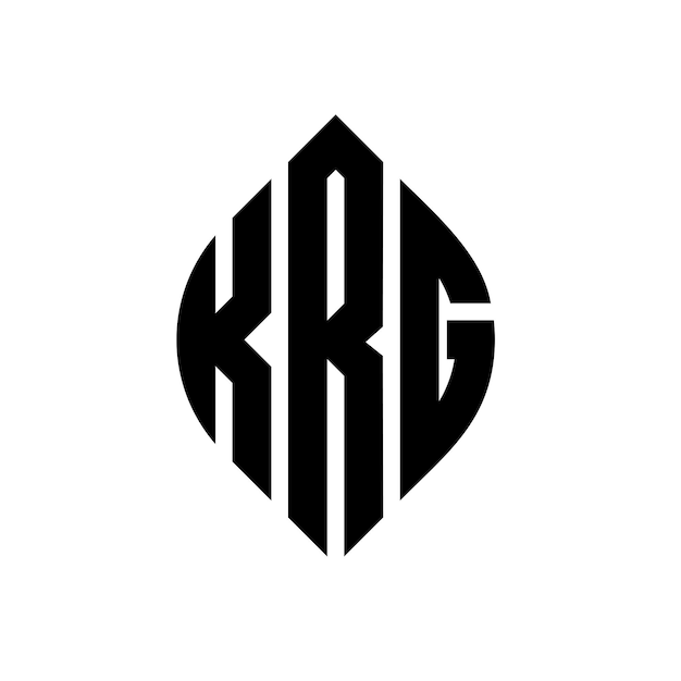 El diseño del logotipo de la letra del círculo KRG con forma de círculo y elipse Letras elípticas KRG con estilo tipográfico Las tres iniciales forman un logotipo del círculo CRG Círculo Emblema Monograma Abstracto Letra Marca Vector