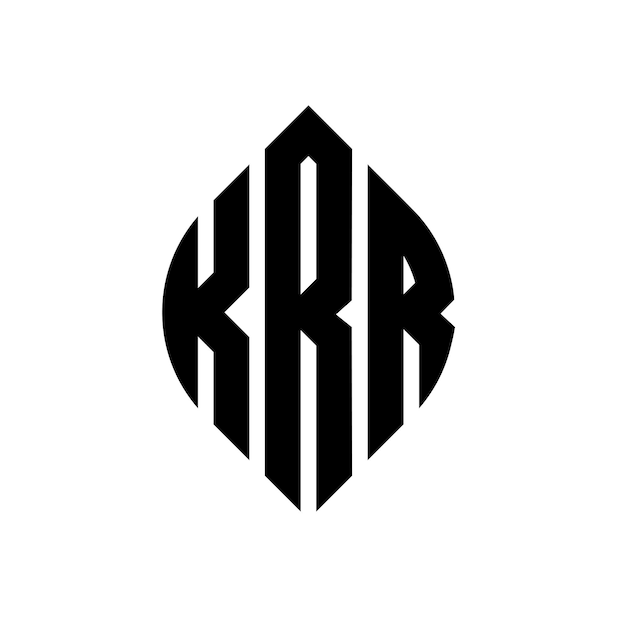 Diseño del logotipo de la letra del círculo KRR con forma de círculo y elipse