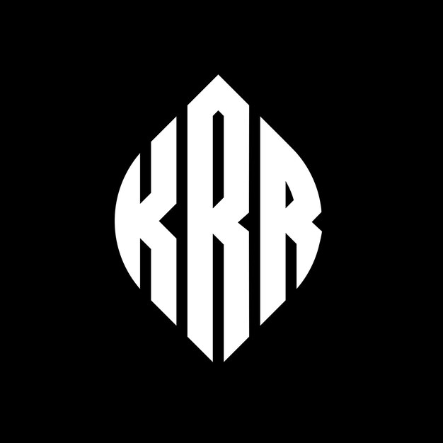 Diseño del logotipo de la letra del círculo krr con forma de círculo y elipse