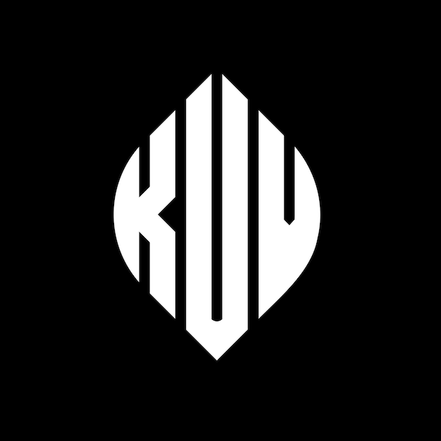 Vector el diseño del logotipo de la letra del círculo kuv con forma de círculo y elipse las letras de la elipse kuv con estilo tipográfico las tres iniciales forman un logotipo del círculo cuv emblema del círculo monograma abstracto letra marca vector