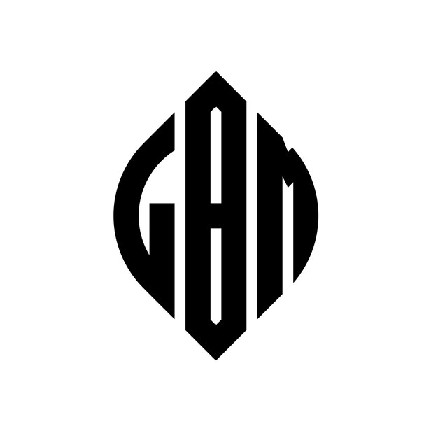 El diseño del logotipo de la letra del círculo LBM con forma de círculo y elipse LBM letras elípticas con estilo tipográfico Las tres iniciales forman un logotipo del círcolo LBM Círculo Emblema Monograma Abstracto Carta Marca Vector