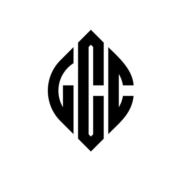 El diseño del logotipo de la letra del círculo LCC con forma de círculo y elipse Las letras de la elipse LCC con estilo tipográfico Las tres iniciales forman un logotipo del círculo
