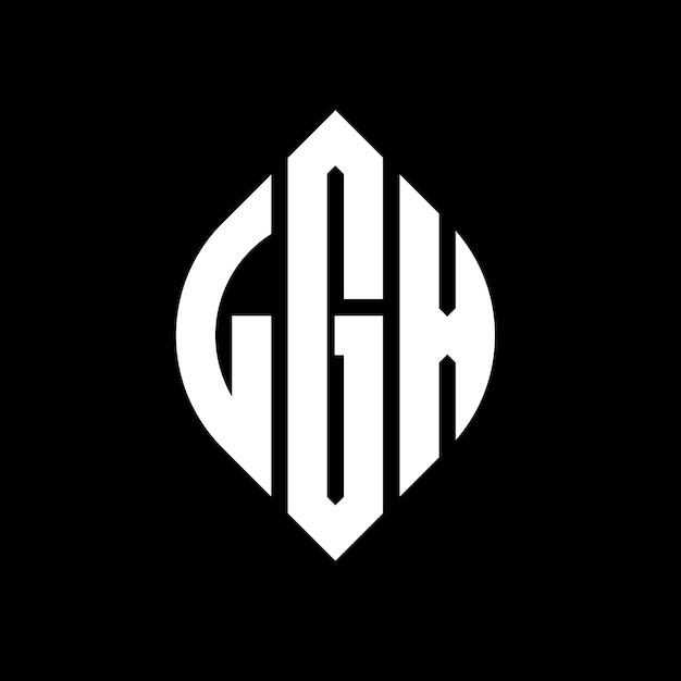 El diseño del logotipo de la letra del círculo LGX con forma de círculo y elipse Las letras de la elipse LGX con estilo tipográfico Las tres iniciales forman un logotipo del círculo LX Emblema del círculo Monograma Abstracto Letra Marca Vector