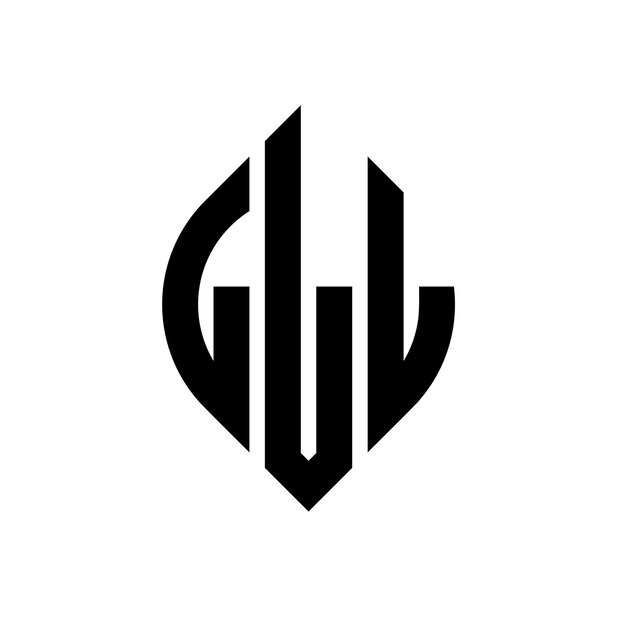 Diseño del logotipo de la letra del círculo LLL con forma de círculo y elipse Letras de la elipse LLL con estilo tipográfico Las tres iniciales forman un logotipo del círculo