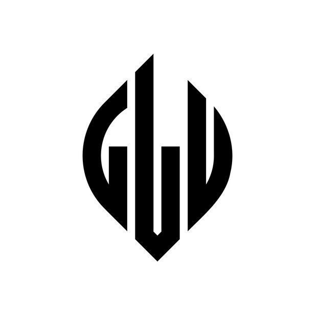 Diseño del logotipo de la letra del círculo LLU con forma de círculo y elipse Letras de la elipse LLU con estilo tipográfico Las tres iniciales forman un logotipo del círculo