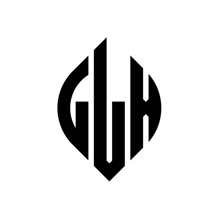 Vector diseño del logotipo de la letra del círculo llx con forma de círculo y elipse letras de la elipse llx con estilo tipográfico las tres iniciales forman un logotipo del círculo