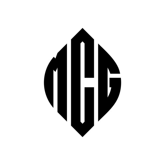 Diseño del logotipo de la letra del círculo MCG con forma de círculo y elipse Letras de la elipse MCG con estilo tipográfico Las tres iniciales forman un logotipo del círculo