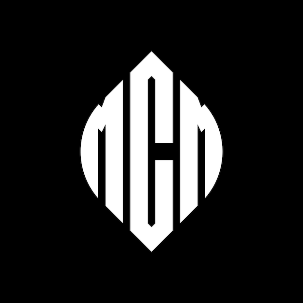 Diseño del logotipo de la letra del círculo MCM con forma de círculo y elipse