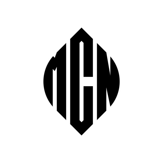 Diseño del logotipo de la letra del círculo MCN con forma de círculo y elipse Letras de la elipse MCN con estilo tipográfico Las tres iniciales forman un logotipo del círculo Emblema del círculo Abstracto Monograma Letra Marca Vector