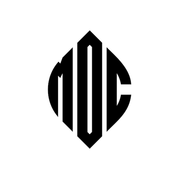 Diseño del logotipo de la letra del círculo mdc con forma de círculo y elipse letras de la elipse mdc con estilo tipográfico las tres iniciales forman un logotipo del círculo emblema del círculo abstracto monograma letra marca vector