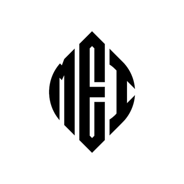 El diseño del logotipo de la letra del círculo MEI con forma de círculo y elipse MEI letras de elipse con estilo tipográfico Las tres iniciales forman un logotipo de círculo MEY Círculo Emblema Monograma Abstracto Carta Marca Vector