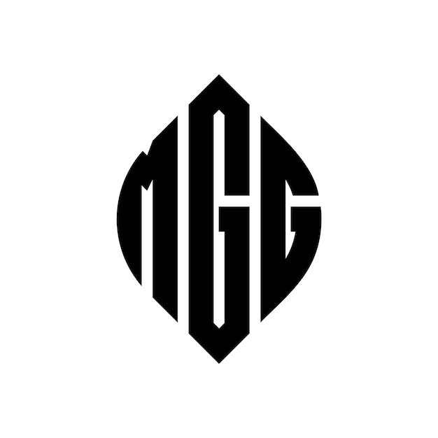 Diseño del logotipo de la letra del círculo MGG con forma de círculo y elipse Letras de la elipse MGG con estilo tipográfico Las tres iniciales forman un logotipo del círculo