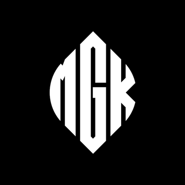 Diseño del logotipo de la letra del círculo MGK con forma de círculo y elipse Letras de la elipse MGK con estilo tipográfico Las tres iniciales forman un logotipo del círculo