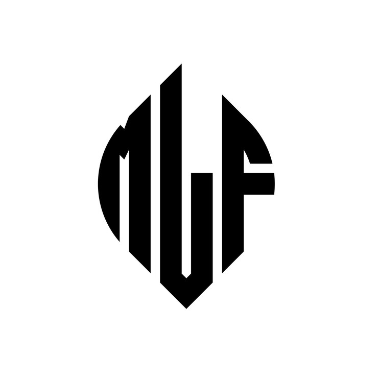 Vector diseño del logotipo de la letra del círculo mlf con forma de círculo y elipse letras de la elipse mlf con estilo tipográfico las tres iniciales forman un logotipo del círculomlf emblema del círculo abstracto monograma letra marca vector