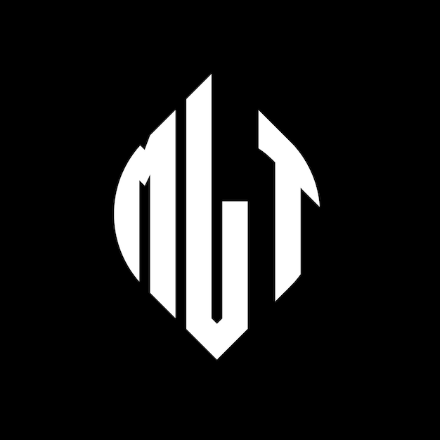 Diseño del logotipo de la letra del círculo MLT con forma de círculo y elipse Letras de la elipse MLT con estilo tipográfico Las tres iniciales forman un logotipo del círculo Emblem MLT Círculo Monograma Abstracto Letra Marca Vector