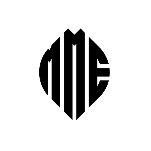 Diseño del logotipo de la letra del círculo MME con forma de círculo y elipse MME letras de elipse con estilo tipográfico Las tres iniciales forman un logotipo del círculoMME Emblema del círculo Abstracto Monograma Letra Marca Vector