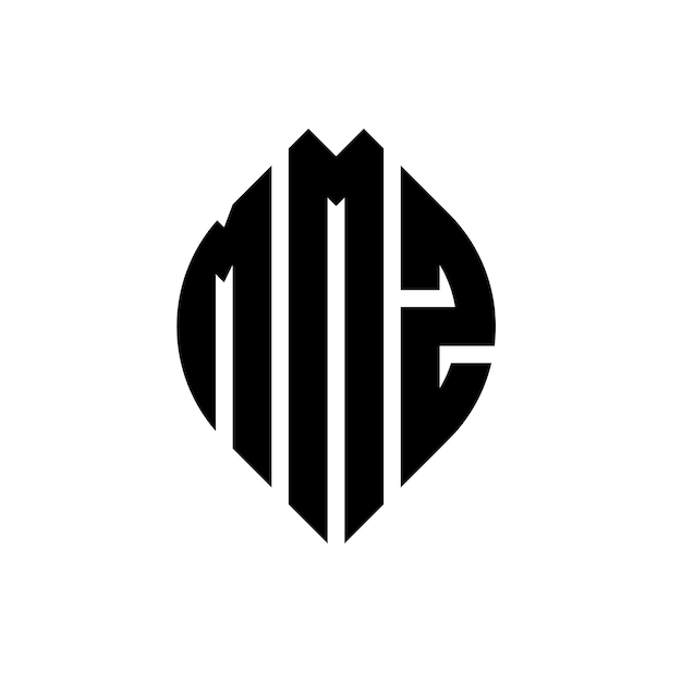 Diseño del logotipo de la letra del círculo MMZ con forma de círculo y elipse Letras de la elipse MMZ con estilo tipográfico Las tres iniciales forman un logotipo del círculoMMZ Círculo Emblema Monograma Abstracto Letra Marca Vector