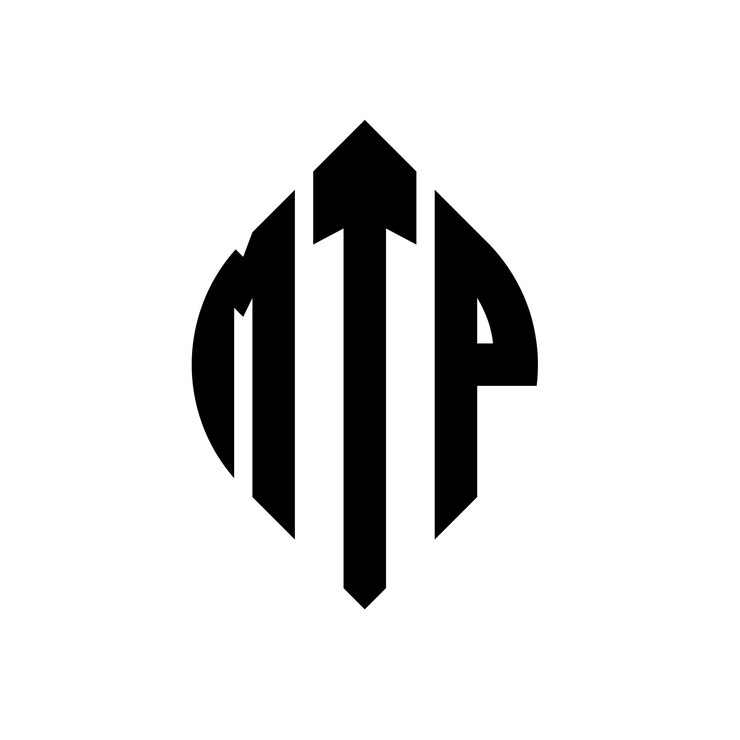 Vector el diseño del logotipo de la letra del círculo mtp con forma de círculo y elipse mtp letras elípticas con estilo tipográfico las tres iniciales forman un logotipo del círcolo mtp círculo emblema monograma abstracto carta marca vector