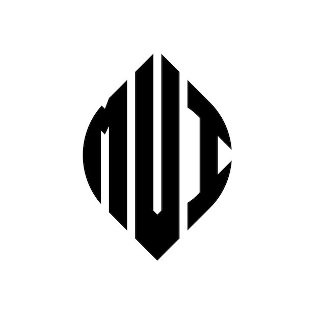 Diseño del logotipo de la letra del círculo MVI con forma de círculo y elipse Letras de la elipse MVI con estilo tipográfico Las tres iniciales forman un logotipo del círculo Emblem MVI Círculo Monograma Abstracto Letra Marca Vector