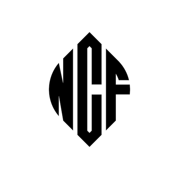 El diseño del logotipo de la letra del círculo NCF con forma de círculo y elipse las letras de la elipse NCF con estilo tipográfico las tres iniciales forman un logotipo del círculo CNF emblema del círculo monograma abstracto letra marca vector