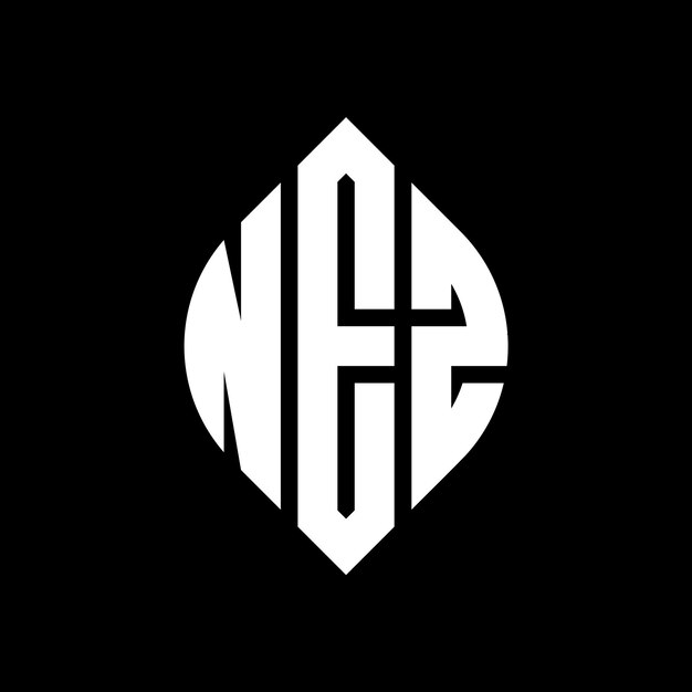 Diseño del logotipo de la letra del círculo NEZ con forma de círculo y elipse Letras elípticas NEZ con estilo tipográfico Las tres iniciales forman un logotipo del círculo NZ Círculo Emblema Monograma Abstracto Letra Marca Vector
