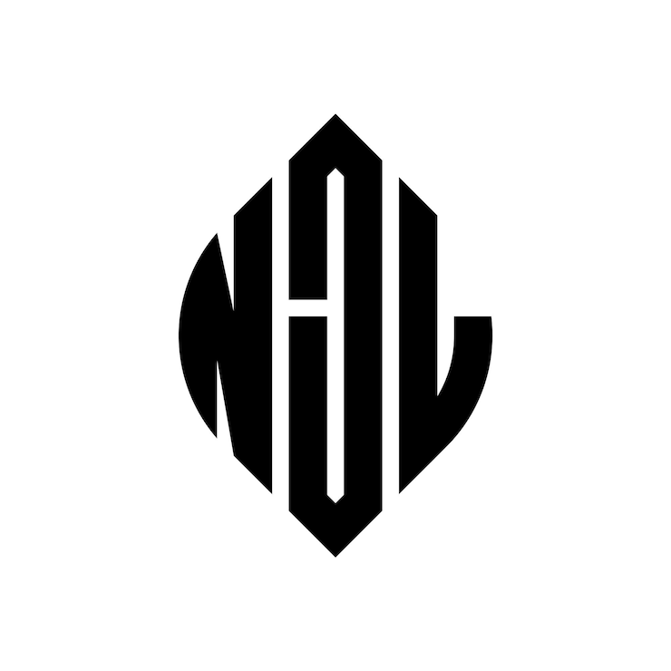 Vector diseño del logotipo de la letra del círculo njl con forma de círculo y elipse njl letras de elipse con estilo tipográfico las tres iniciales forman un logotipo del círculo ajl círculo emblema monograma abstracto letra marca vector