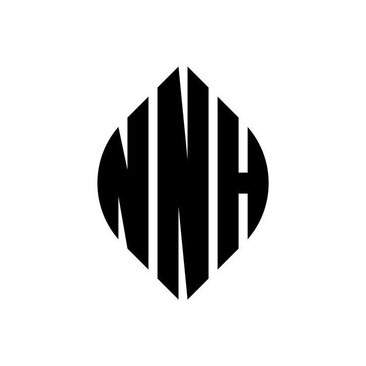 Vector diseño del logotipo de la letra del círculo nnh con forma de círculo y elipse nnh letras de elipse con estilo tipográfico las tres iniciales forman un logotipo del círcolo nnh círculo emblema monograma abstracto carta marca vector
