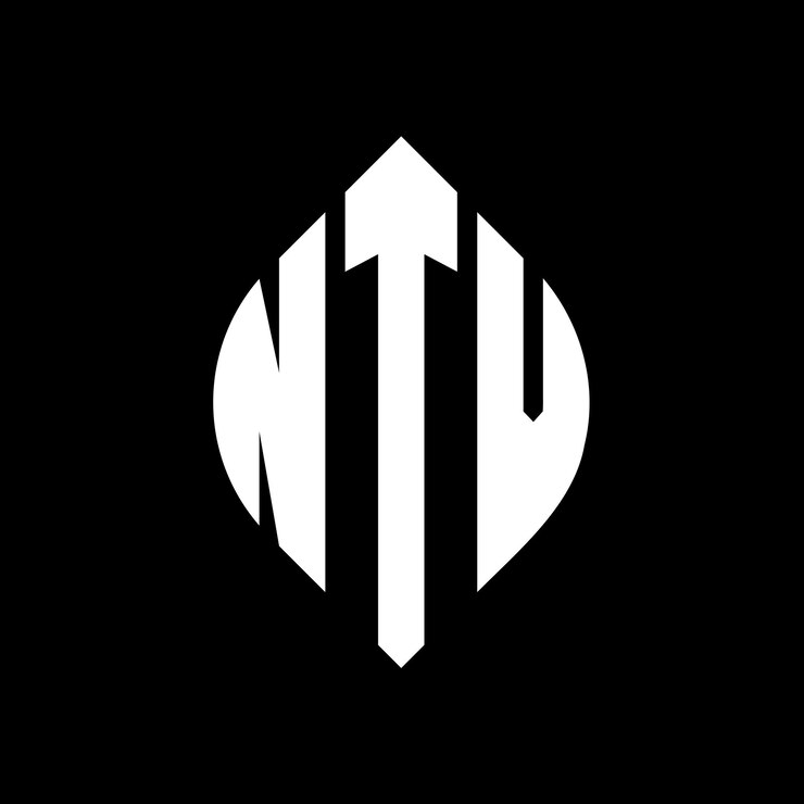 Vector diseño del logotipo de la letra del círculo ntv con forma de círculo y elipse letras de la elipse ntv con estilo tipográfico las tres iniciales forman un logotipo del círculo emblem ntv círculo abstracto monograma letra marca vector