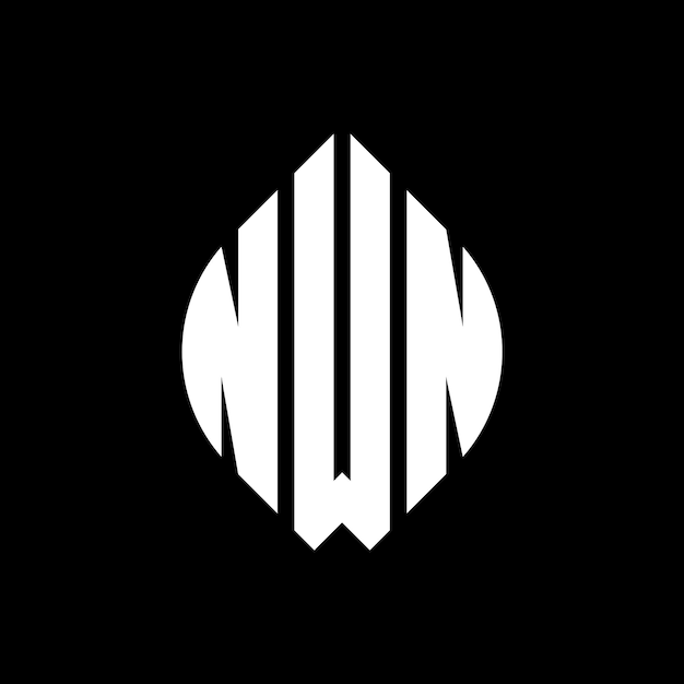 El diseño del logotipo de la letra del círculo NWN con forma de círculo y elipse las letras de la elipse NWN con estilo tipográfico las tres iniciales forman un logotipo del círculo el emblema del círculo del NWN el monograma abstracto la letra marca el vector