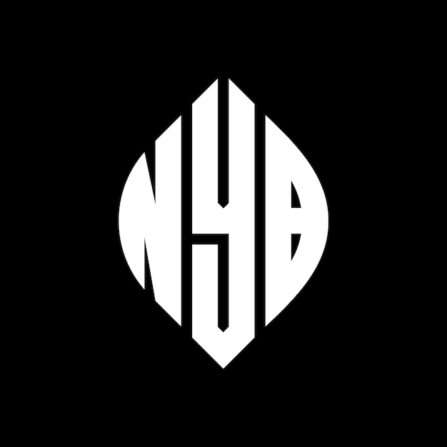 Diseño del logotipo de la letra del círculo NYB con forma de círculo y elipse Letras de la elipse NYB con estilo tipográfico Las tres iniciales forman un logotipo del círculo El emblema del círculo del NYB Monograma abstracto Letra marca vector