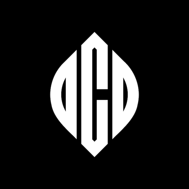 Diseño del logotipo de la letra del círculo OCD con forma de círculo y elipse Letras elípticas OCD con estilo tipográfico Las tres iniciales forman un logotipo de círculo OCD Círculo Emblema Monograma Abstracto Letra Marca Vector