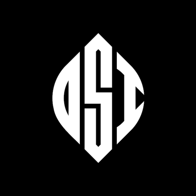Diseño del logotipo de la letra del círculo OSI con forma de círculo y elipse