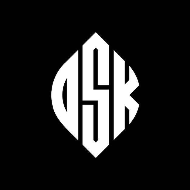 Diseño del logotipo de la letra del círculo OSK con forma de círculo y elipse Letras de la elipse OSK con estilo tipográfico Las tres iniciales forman un logotipo del círculo OsK Emblema del círculo Monograma Abstracto Letra Marca Vector