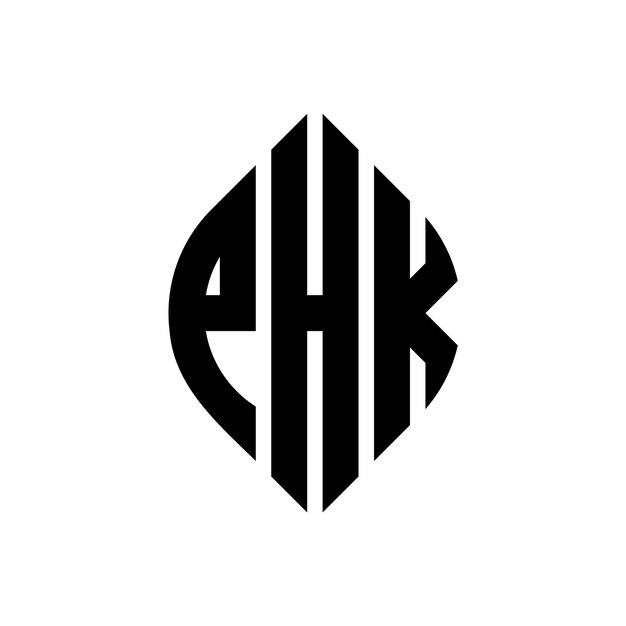 Diseño del logotipo de la letra del círculo PHK con forma de círculo y elipse Letras de la elipse PHK con estilo tipográfico Las tres iniciales forman un logotipo del círculo Emblema del círculo PhK Monograma Abstracto Letra Marca Vector