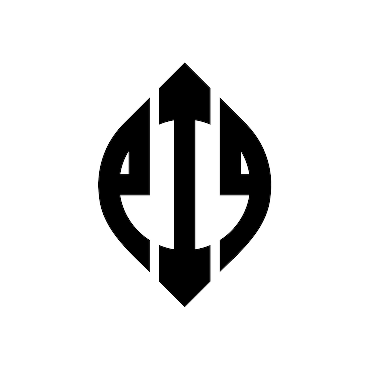 Vector el diseño del logotipo de la letra del círculo piq con forma de círculo y elipse piq letras de elipse con estilo tipográfico las tres iniciales forman un logotipo del círculo picu emblema del círculo monograma abstracto letra marca vector